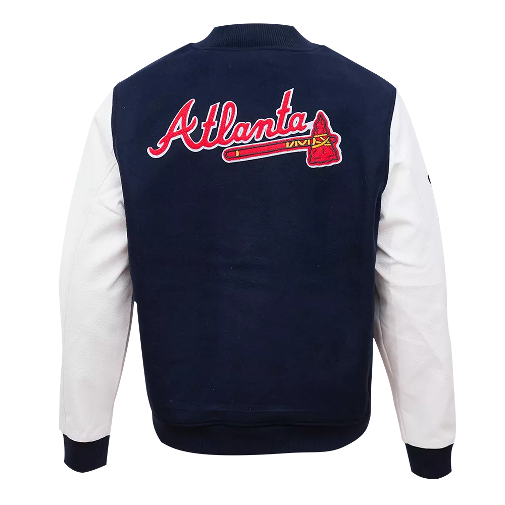 Pro Standard Men's Atlanta Braves Classic Wool Varsity Jacket - Navy - NAVY