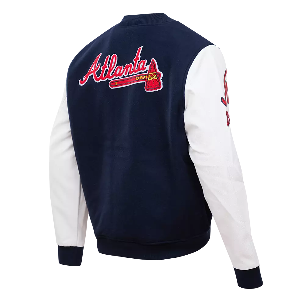 Pro Standard Men's Atlanta Braves Classic Wool Varsity Jacket - Navy - NAVY