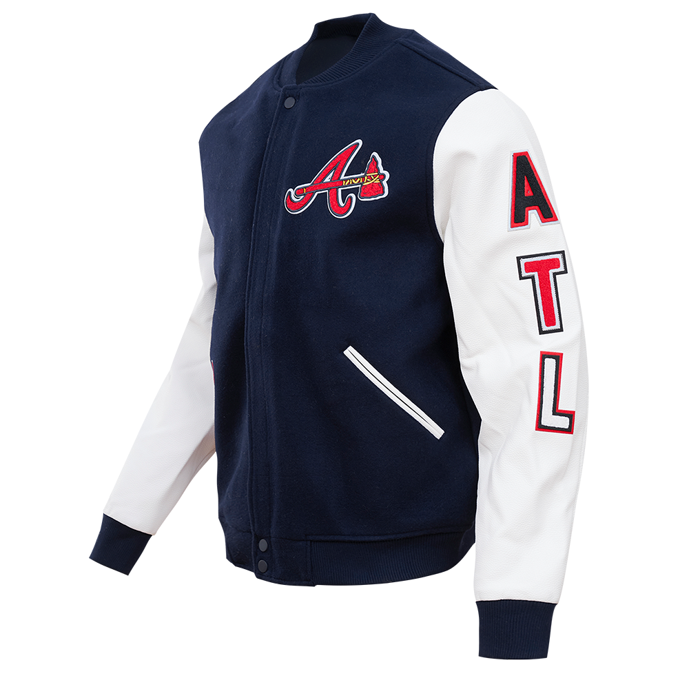 Pro Standard Men's Atlanta Braves Classic Wool Varsity Jacket -Navy - NAVY Thumbnail View 4