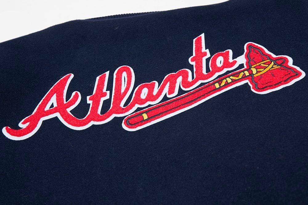 Pro Standard Men's Atlanta Braves Classic Wool Varsity Jacket - Navy - NAVY Thumbnail View 5