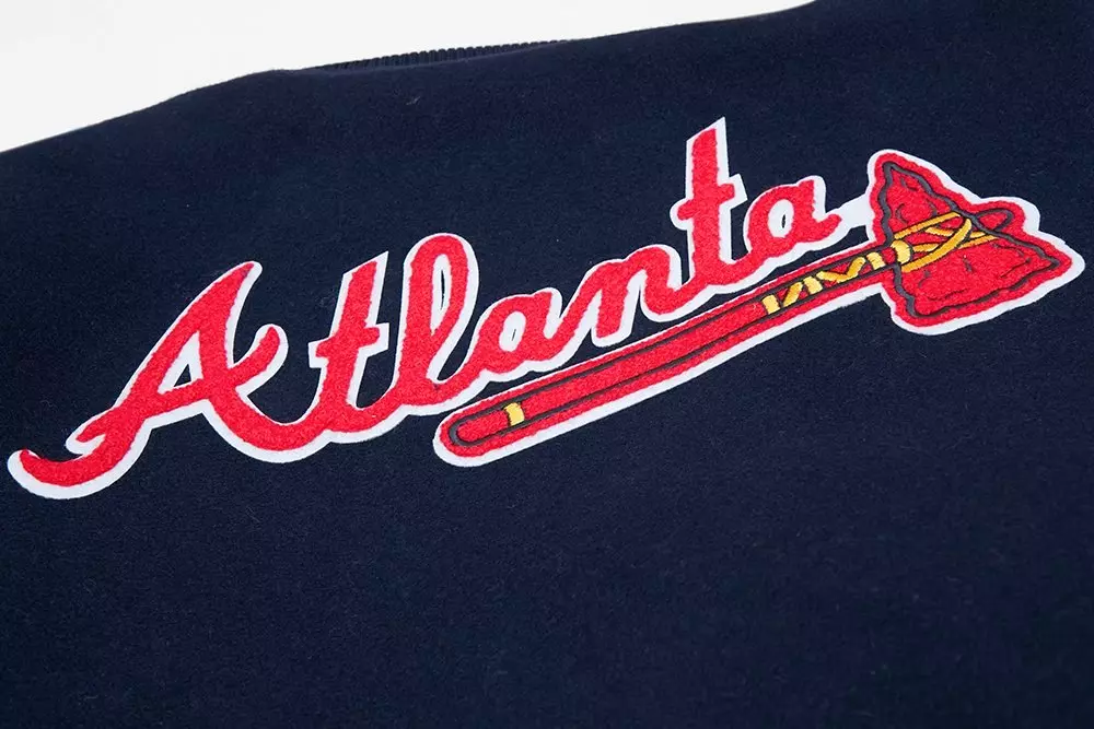 Pro Standard Men's Atlanta Braves Classic Wool Varsity Jacket - Navy - NAVY