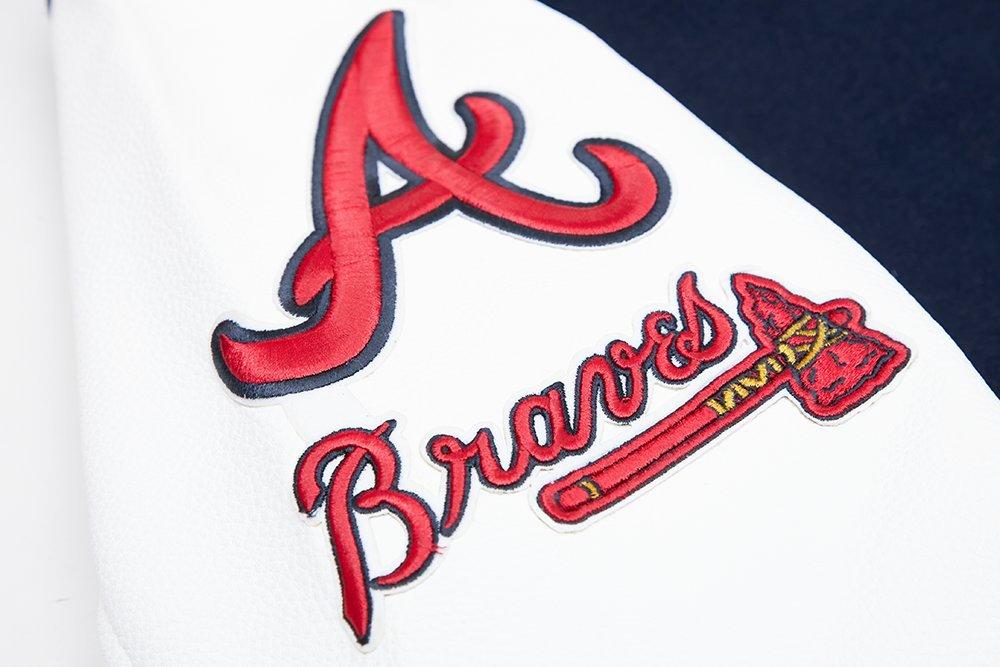 Pro Standard Men's Atlanta Braves Classic Wool Varsity Jacket - Navy - NAVY Thumbnail View 6