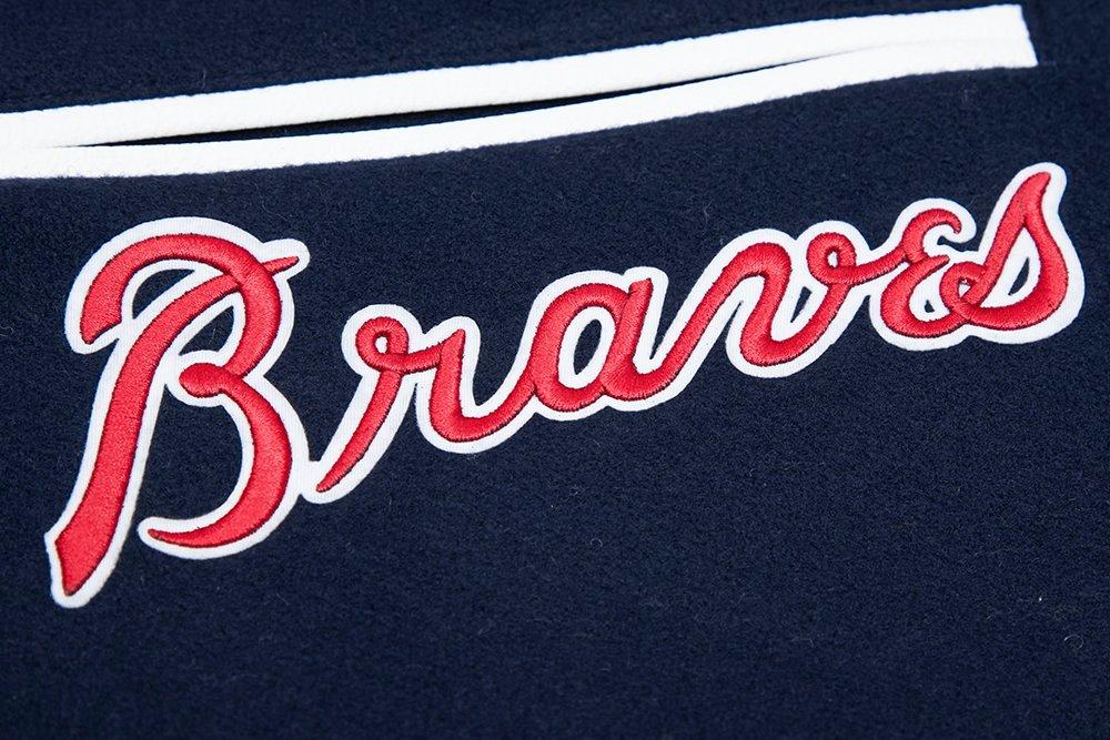 Pro Standard Men's Atlanta Braves Classic Wool Varsity Jacket -Navy - NAVY Thumbnail View 7