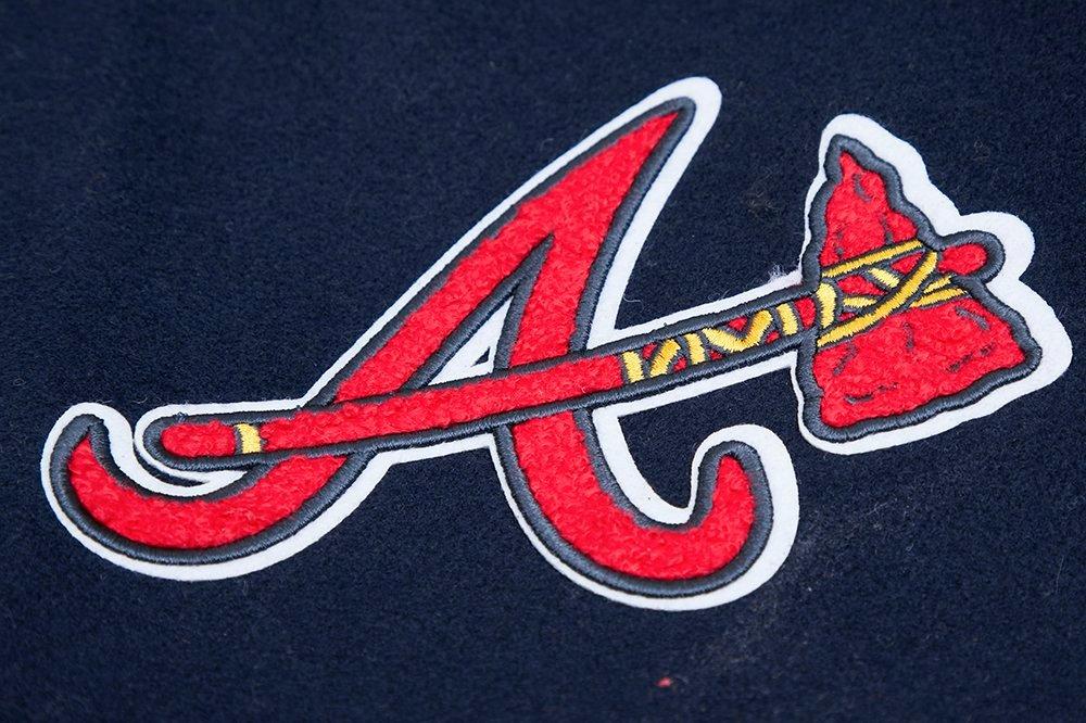 Pro Standard Men's Atlanta Braves Classic Wool Varsity Jacket -Navy - NAVY Thumbnail View 8