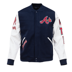 Pro Standard Men's Atlanta Braves Classic Wool Varsity Jacket -Navy