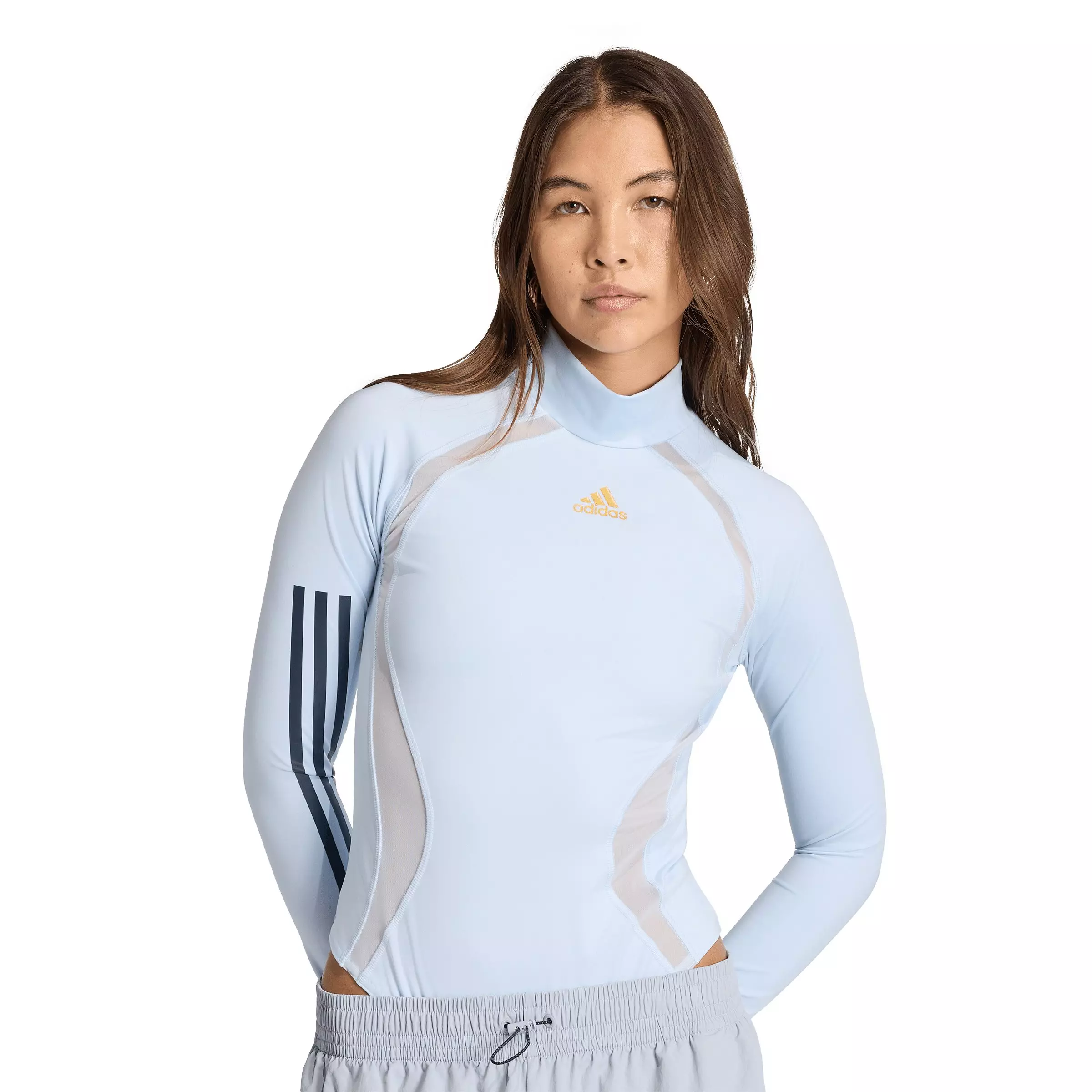 adidas Women's Teamgeist Long Sleeve Bodysuit -Lt Blue - LT BLUE