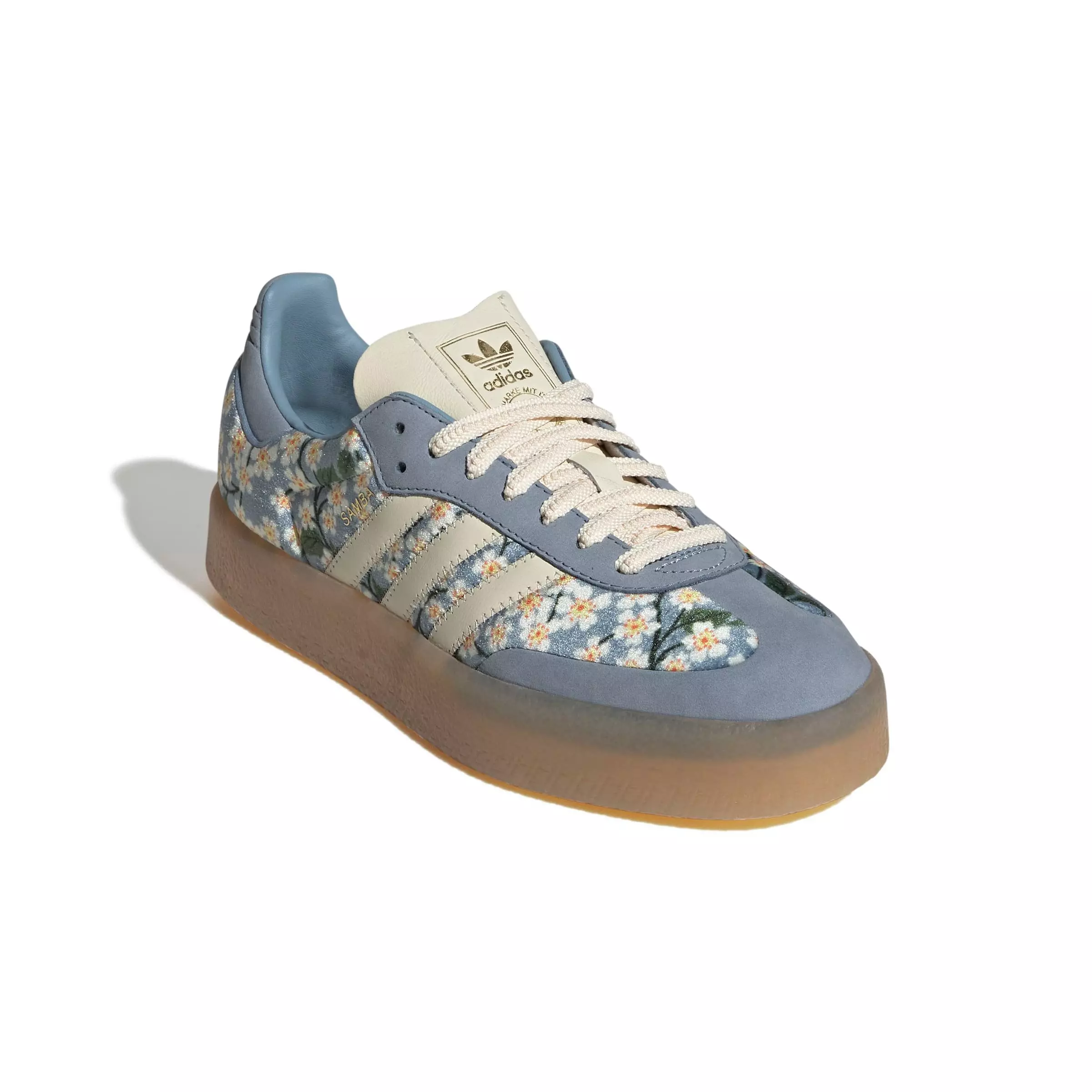 adidas Originals Sambae X Liberty London "Cream White/Tactile Blue/Gold Metallic" Women's Shoe - WHITE/BLUE/GOLD