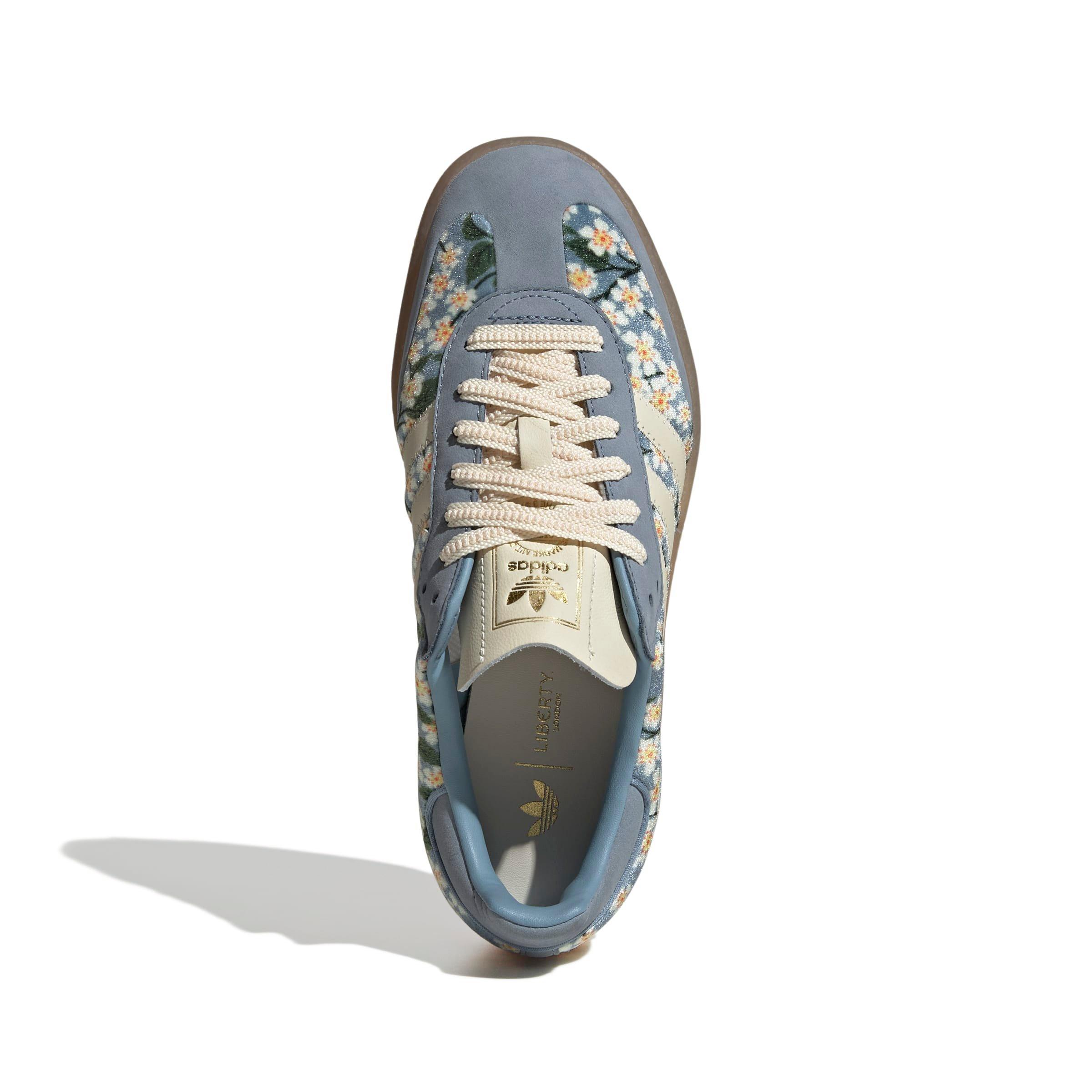 adidas Originals Sambae X Liberty London "Cream White/Tactile Blue/Gold Metallic" Women's Shoe - WHITE/BLUE/GOLD Thumbnail View 6