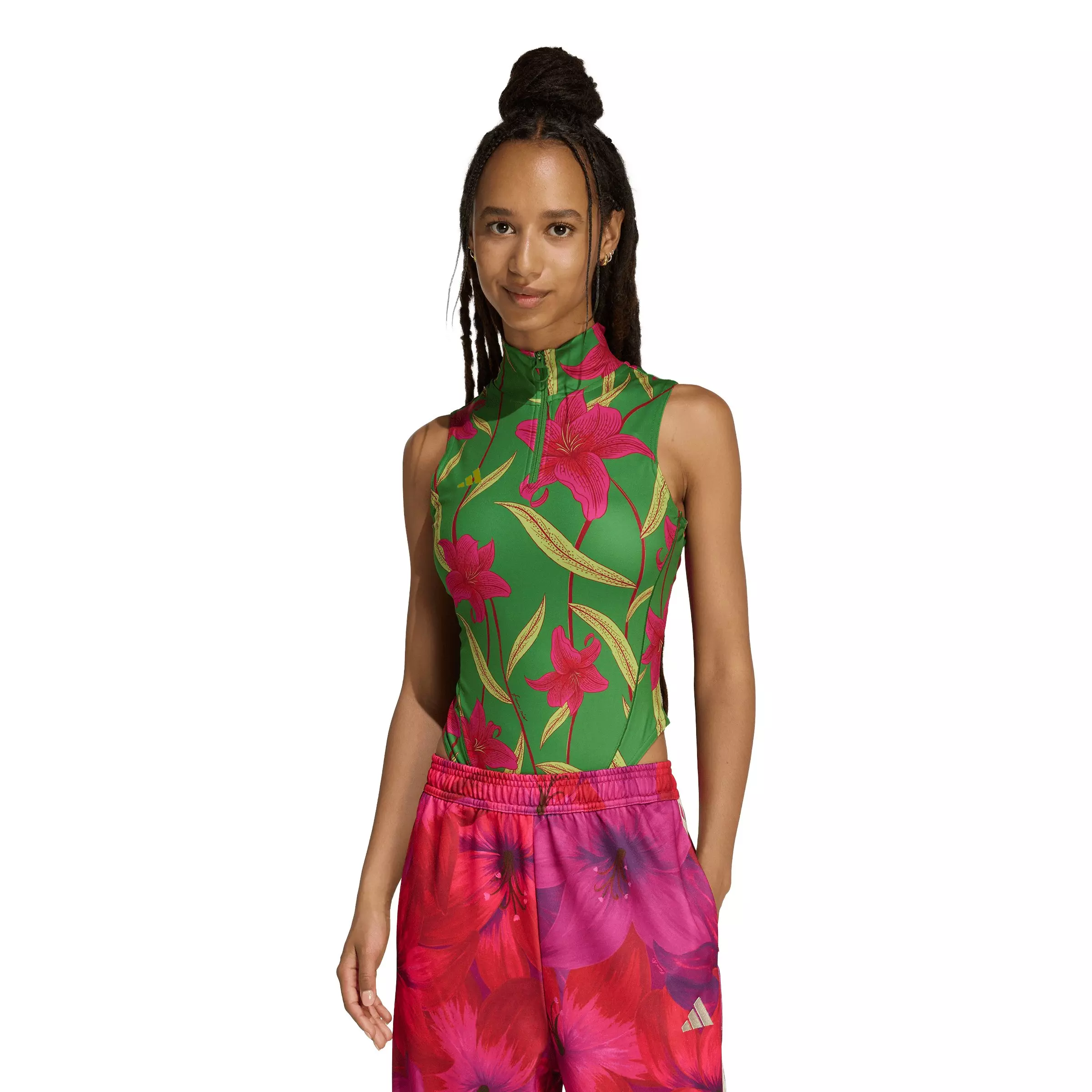 adidas Women's X Farm Rio Bodysuit - Lime/Magenta/Green - LIME/MAGENTA/GREEN