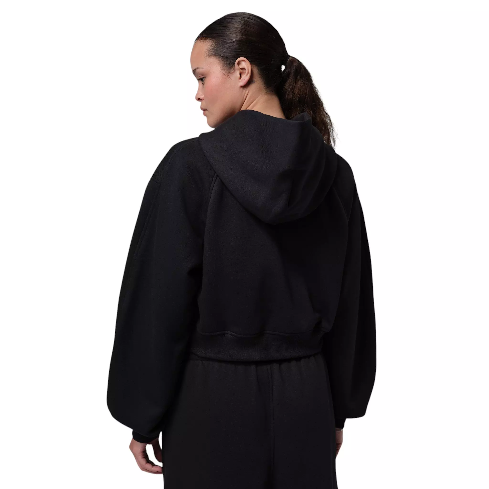 Jordan Women's Brooklyn Cropped Full-Zip Hooded Jacket - Black - BLACK