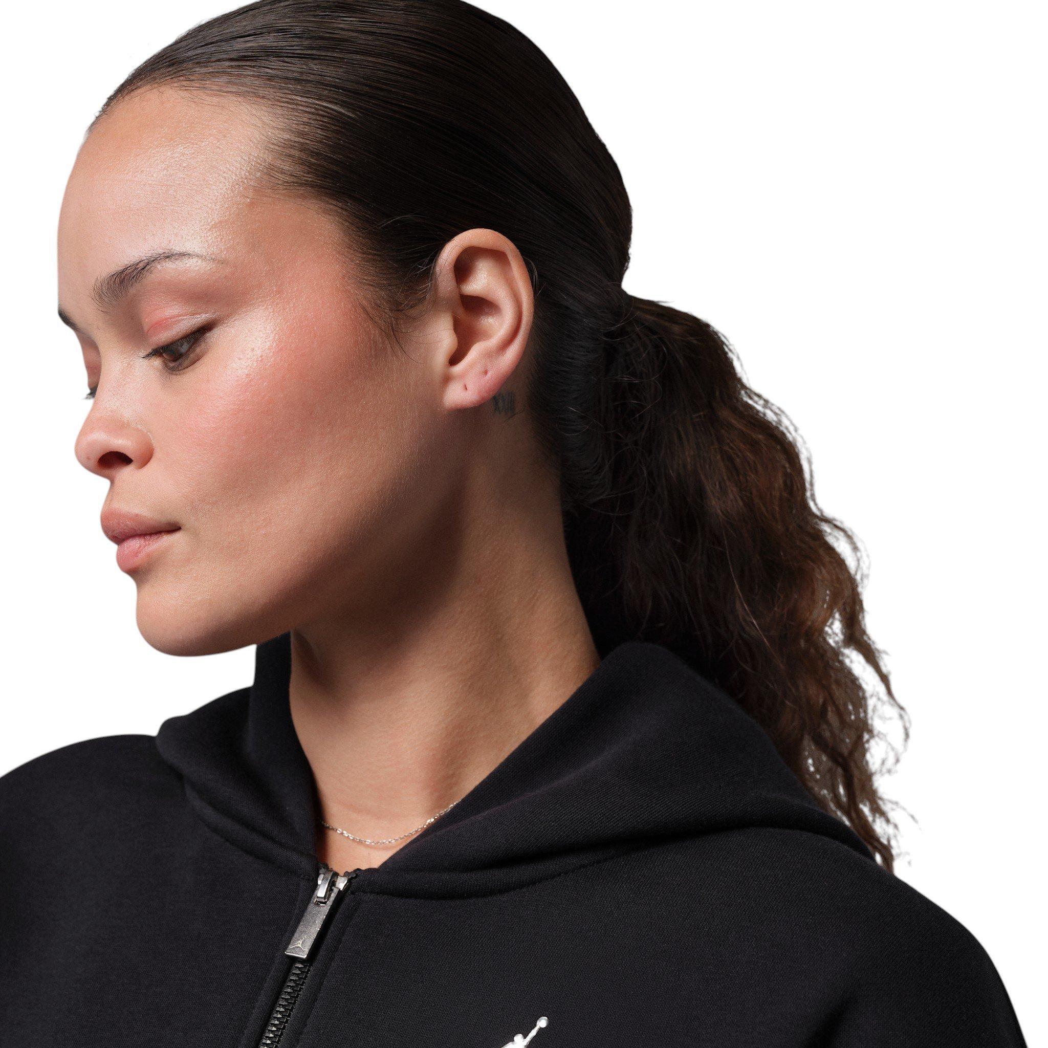 Jordan Women's Brooklyn Cropped Full-Zip Hooded Jacket - Black - BLACK