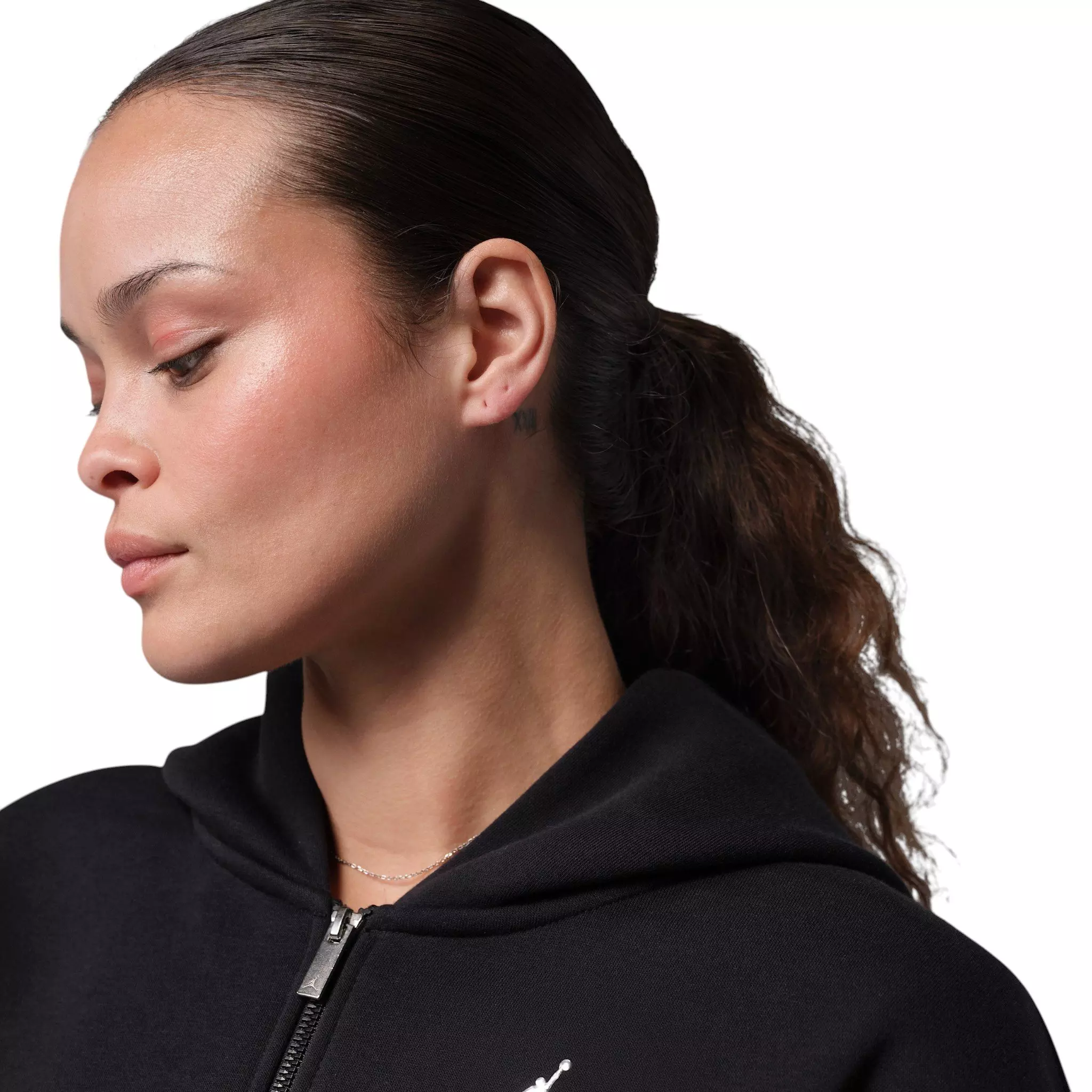 Jordan Women's Brooklyn Cropped Full-Zip Hooded Jacket - Black - BLACK