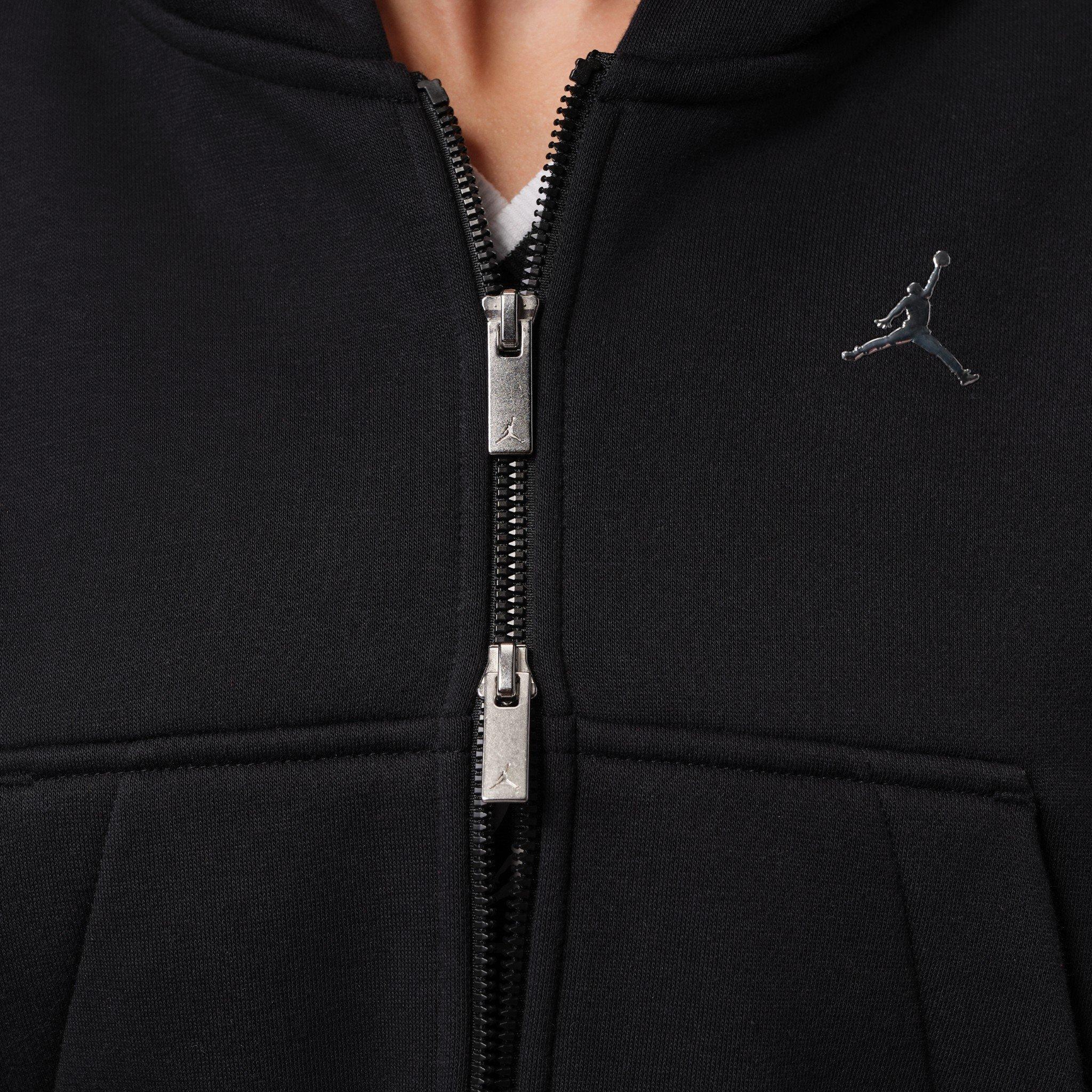 Jordan Women's Brooklyn Cropped Full-Zip Hooded Jacket - Black - BLACK
