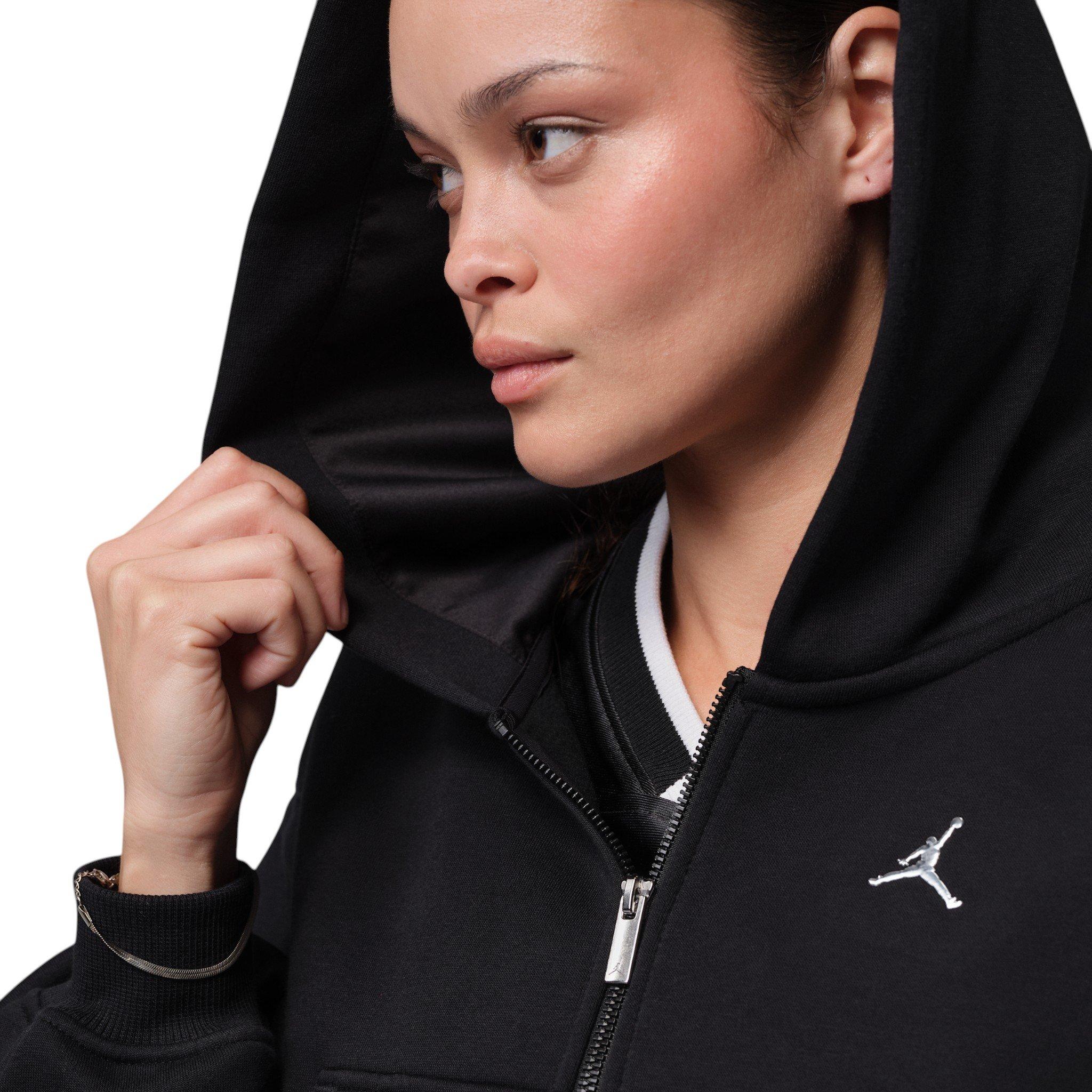 Jordan Women's Brooklyn Cropped Full-Zip Hooded Jacket - Black - BLACK