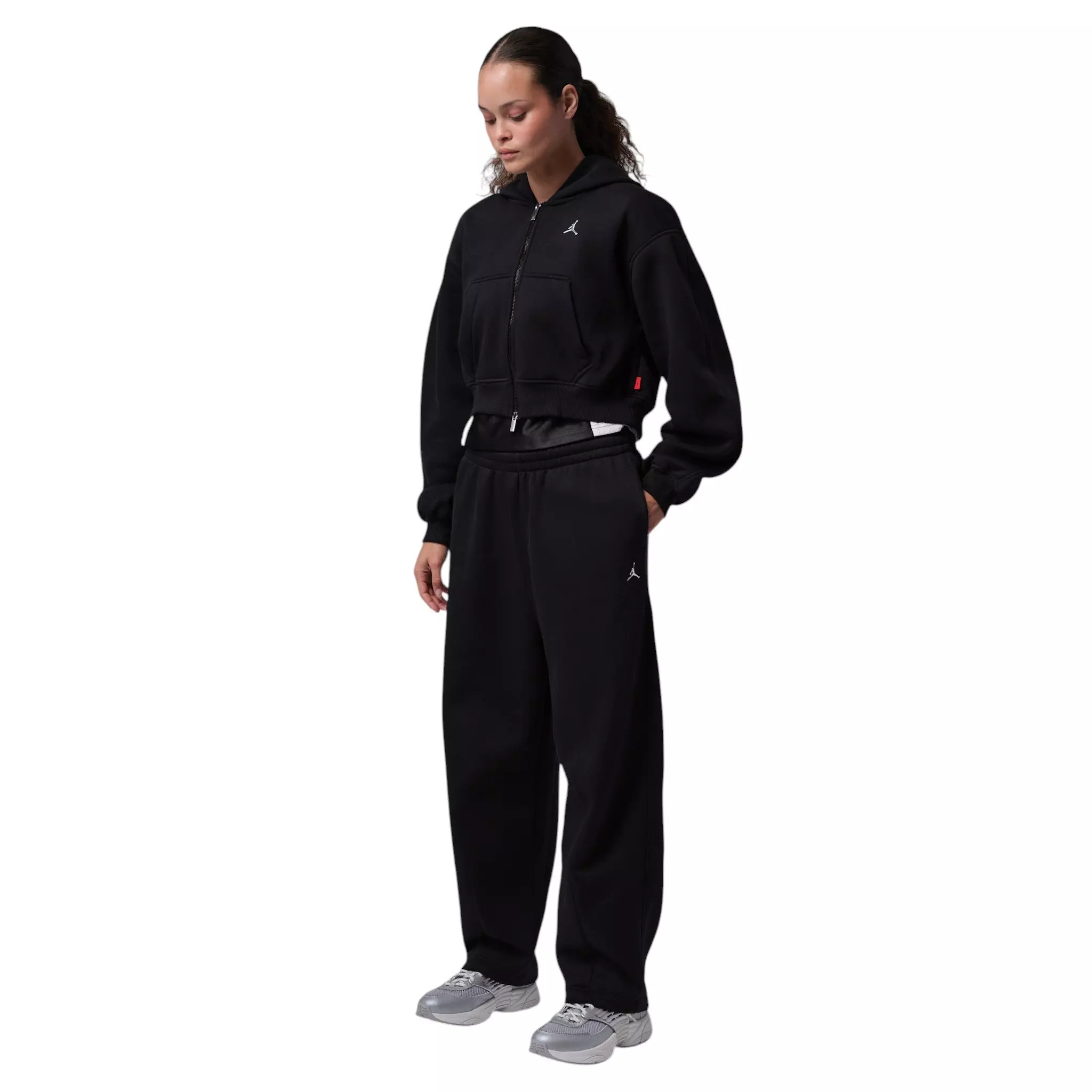 Jordan Women's Brooklyn Cropped Full-Zip Hooded Jacket - Black - BLACK