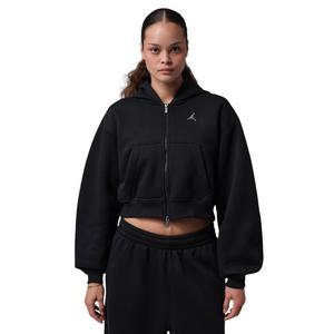 Jordan Women's Brooklyn Cropped Full-Zip Hooded Jacket - Black - BLACK