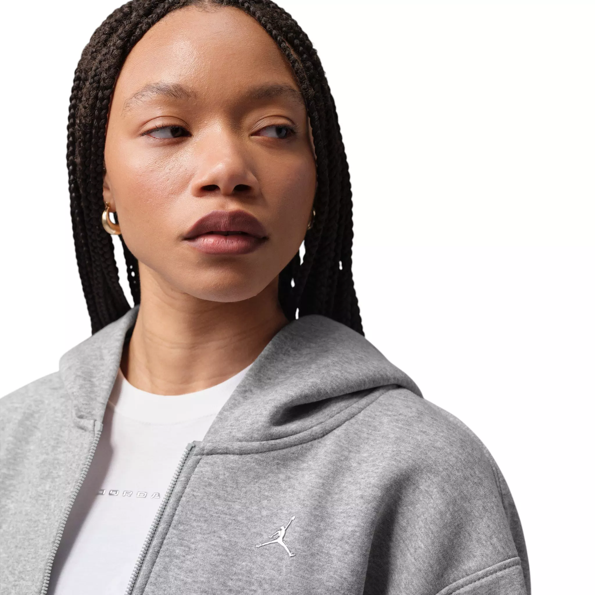 Jordan Women's Brooklyn Cropped Full-Zip Hooded Jacket - Grey - GREY