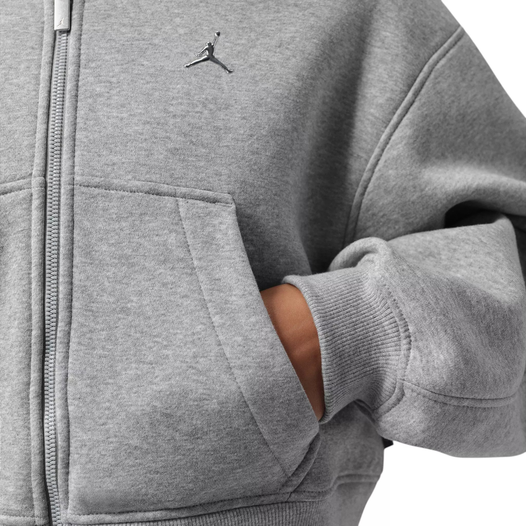 Jordan Women's Brooklyn Cropped Full-Zip Hooded Jacket - Grey - GREY
