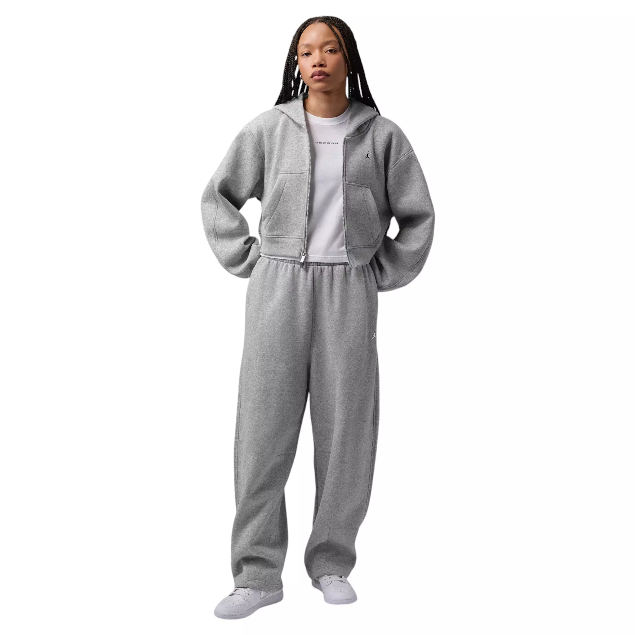 Jordan Women's Brooklyn Cropped Full-Zip Hooded Jacket - Grey - GREY