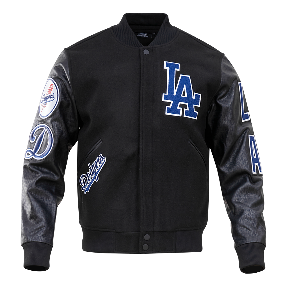 Pro Standard Men's Los Angeles Dodgers Classic Wool Varsity Jacket - Black - BLACK Thumbnail View 1