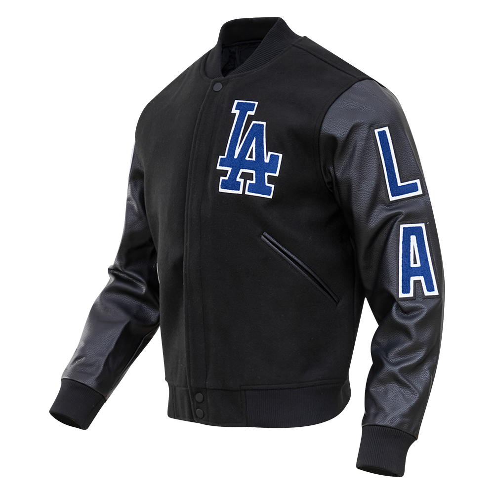 Pro Standard Men's Los Angeles Dodgers Classic Wool Varsity Jacket - Black - BLACK Thumbnail View 3