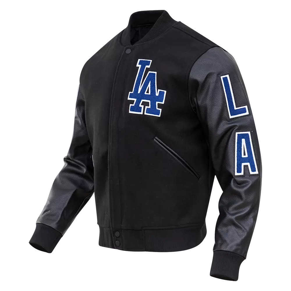 Pro Standard Men's Los Angeles Dodgers Classic Wool Varsity Jacket - Black - BLACK