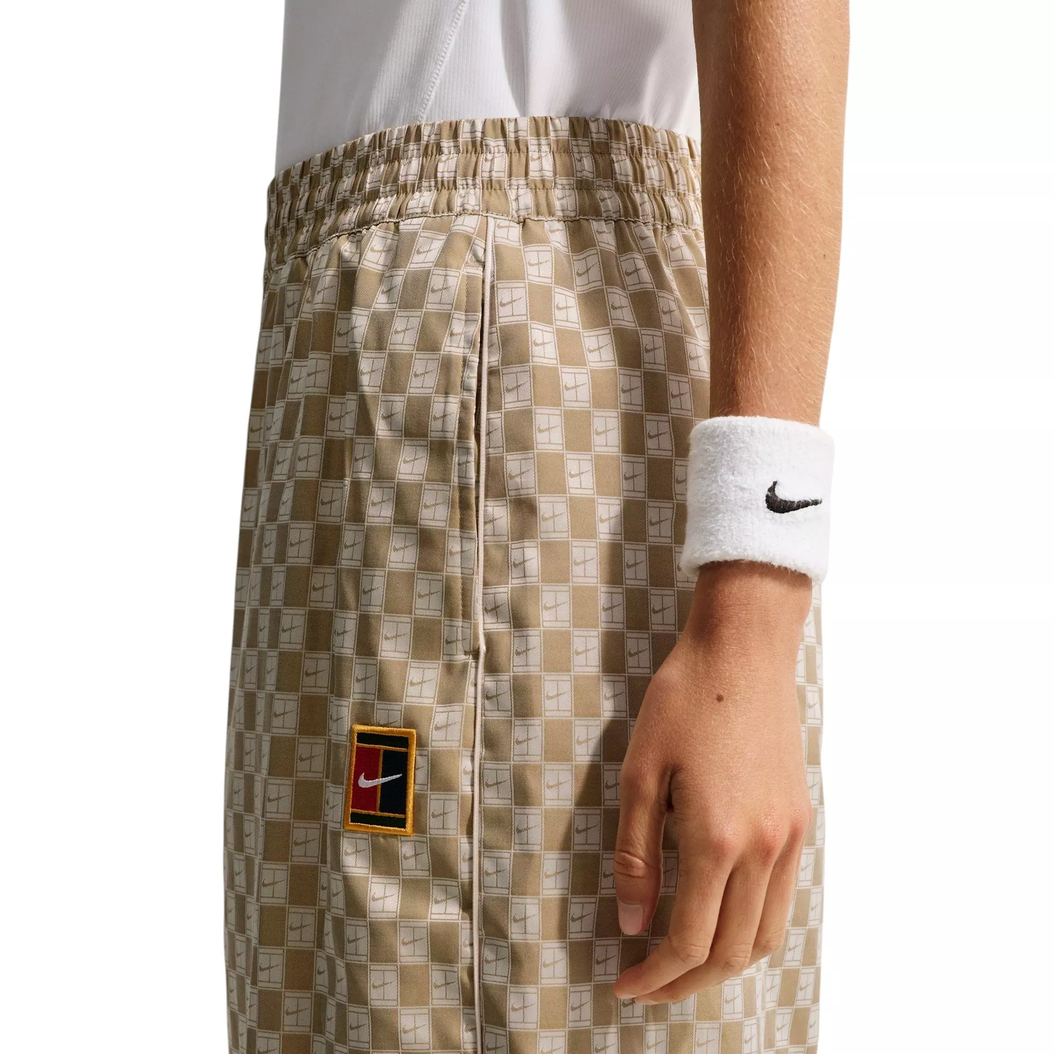 Nike Women's Court Collection Mid-Rise Loose Jacquard Tennis Pants - Beige - BEIGE