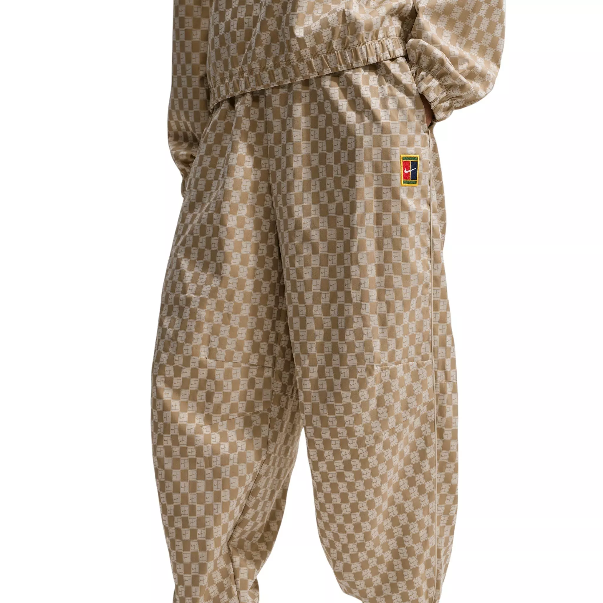 Nike Women's Court Collection Mid-Rise Loose Jacquard Tennis Pants - Beige - BEIGE