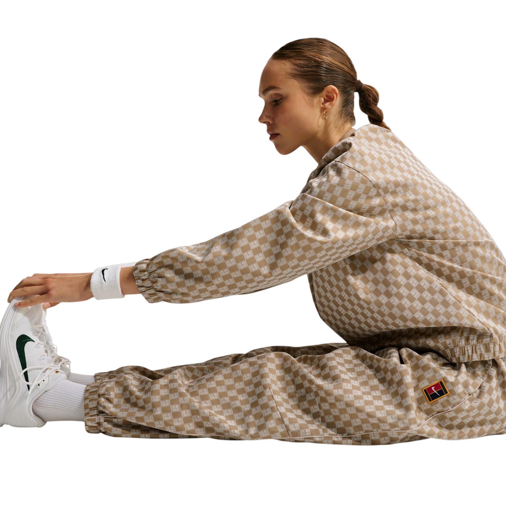 Nike Women's Court Collection Mid-Rise Loose Jacquard Tennis Pants - Beige - BEIGE