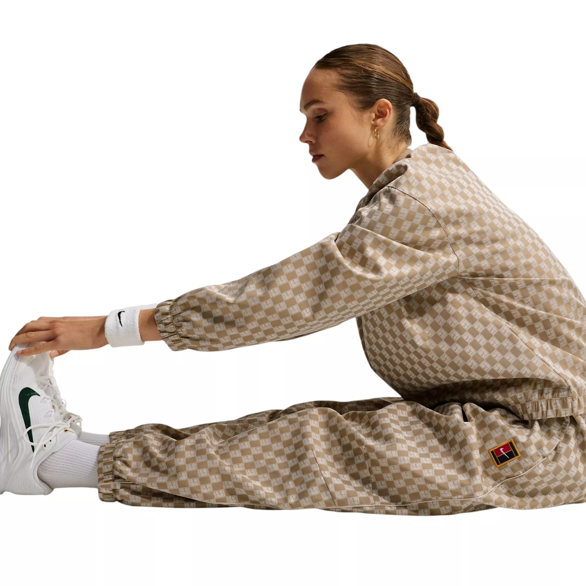 Nike Women's Court Collection Mid-Rise Loose Jacquard Tennis Pants - Beige - BEIGE
