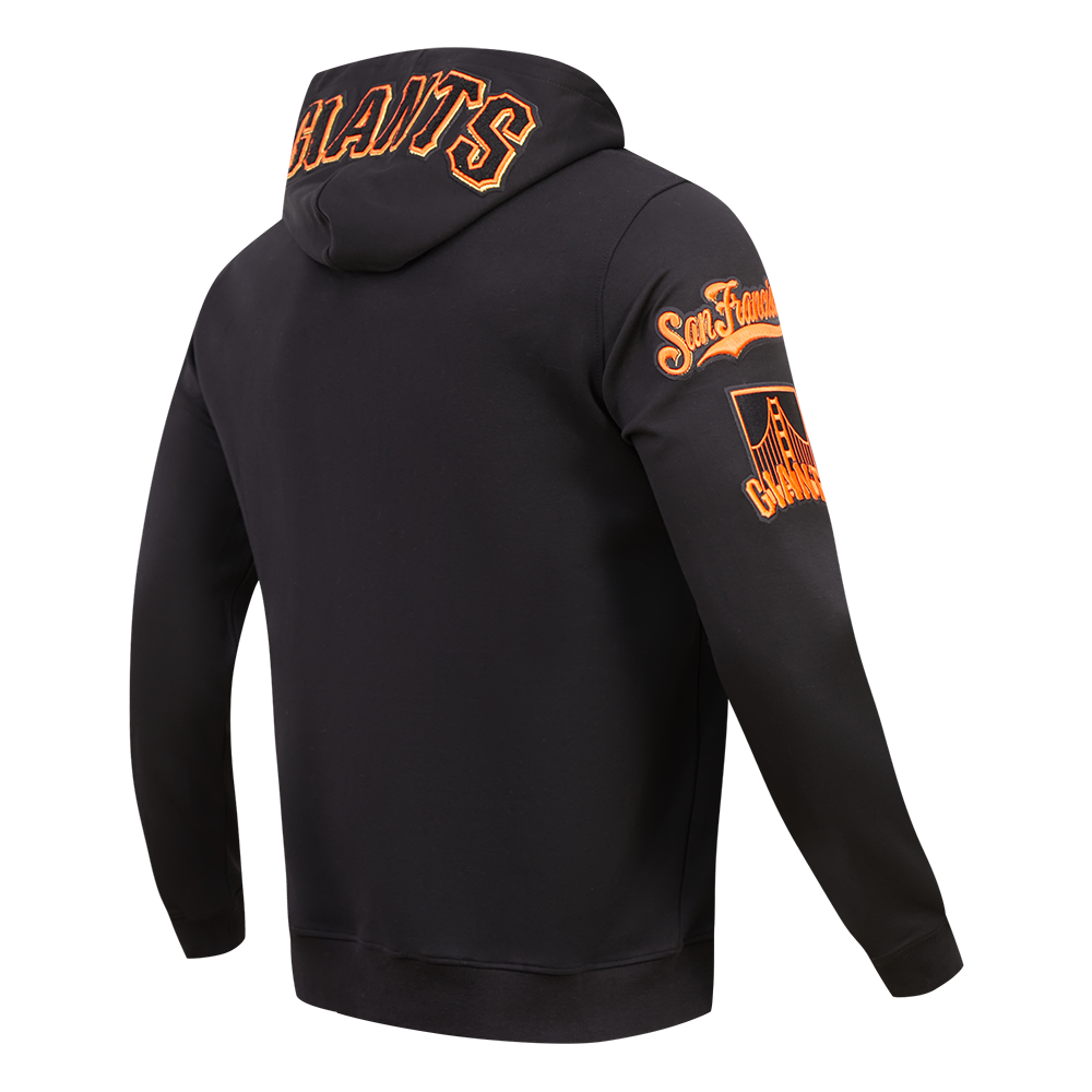 Pro Standard Men's San Francisco Giants Classic Chenille DK PO Hoodie -Black - BLACK Thumbnail View 4