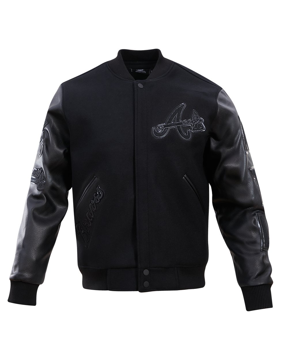 Pro Standard Men's Atlanta Braves Triple Black Varsity Jacket - BLACK Thumbnail View 1