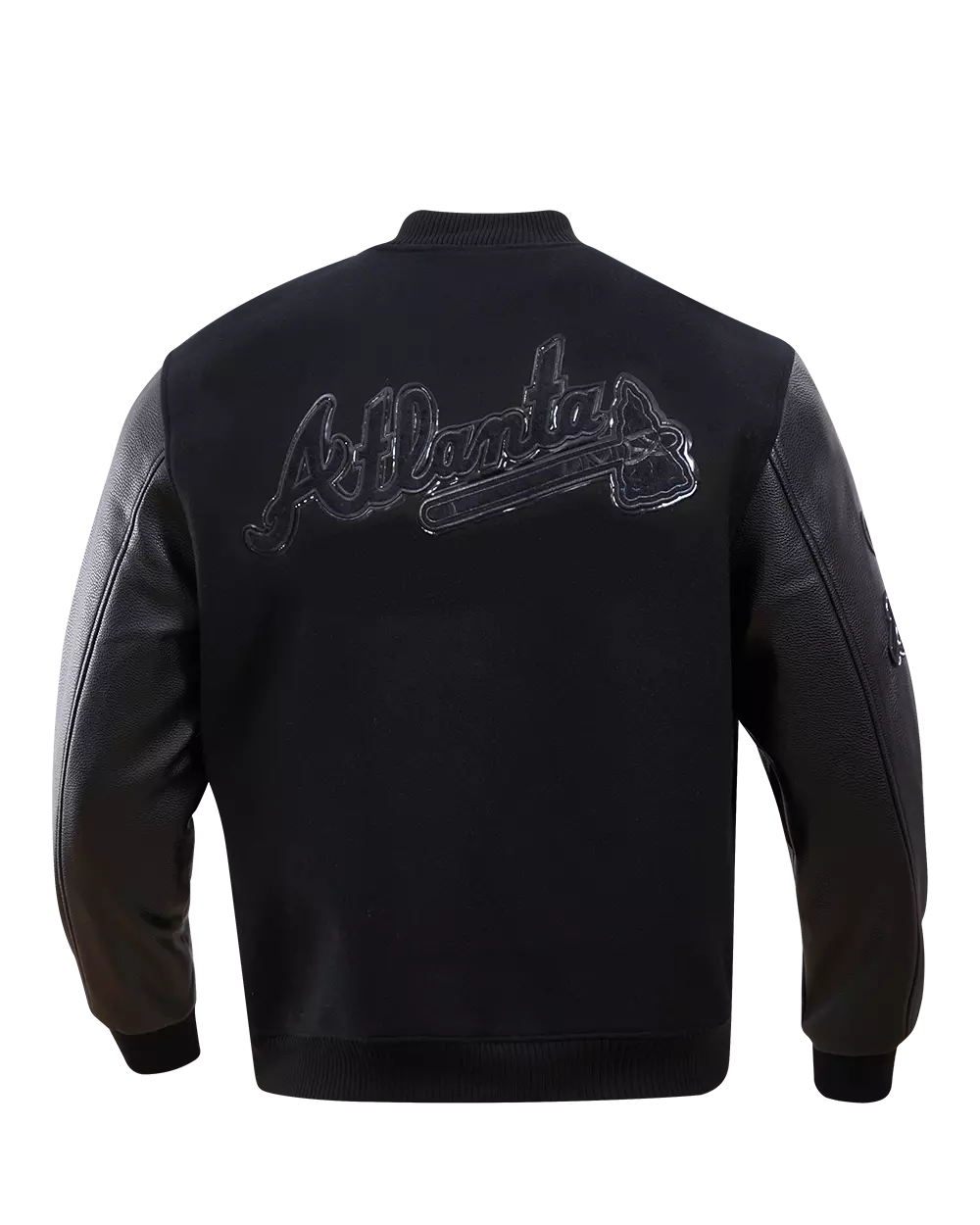 Pro Standard Men's Atlanta Braves Triple Black Varsity Jacket - BLACK