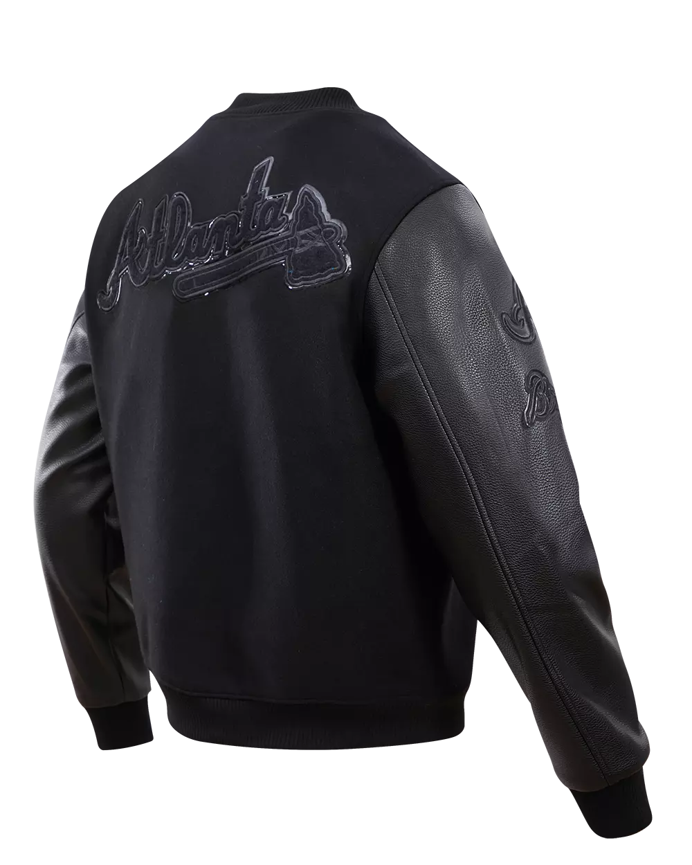 Pro Standard Men's Atlanta Braves Triple Black Varsity Jacket - BLACK