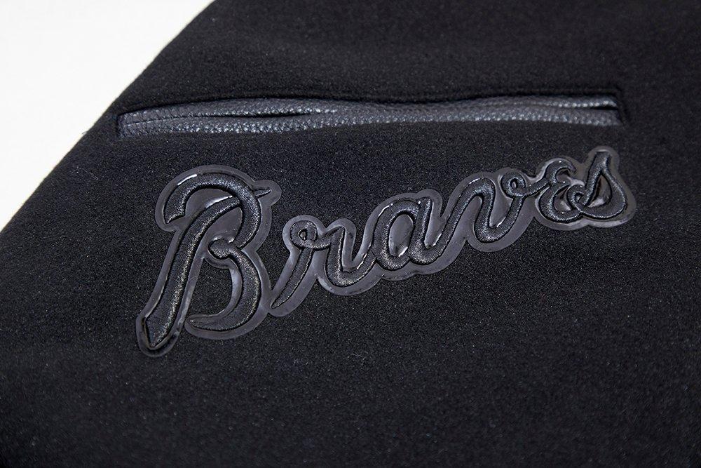 Pro Standard Men's Atlanta Braves Triple Black Varsity Jacket - BLACK Thumbnail View 6