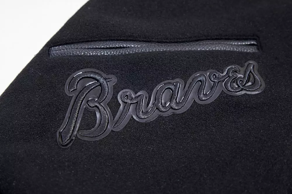 Pro Standard Men's Atlanta Braves Triple Black Varsity Jacket - BLACK