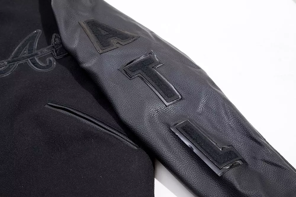 Pro Standard Men's Atlanta Braves Triple Black Varsity Jacket - BLACK