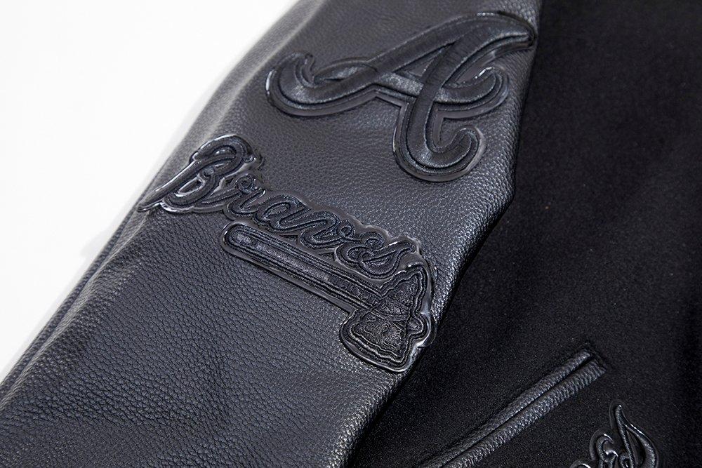 Pro Standard Men's Atlanta Braves Triple Black Varsity Jacket - BLACK Thumbnail View 8