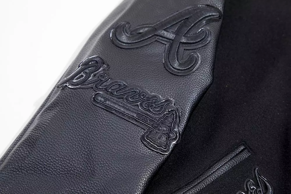 Pro Standard Men's Atlanta Braves Triple Black Varsity Jacket - BLACK