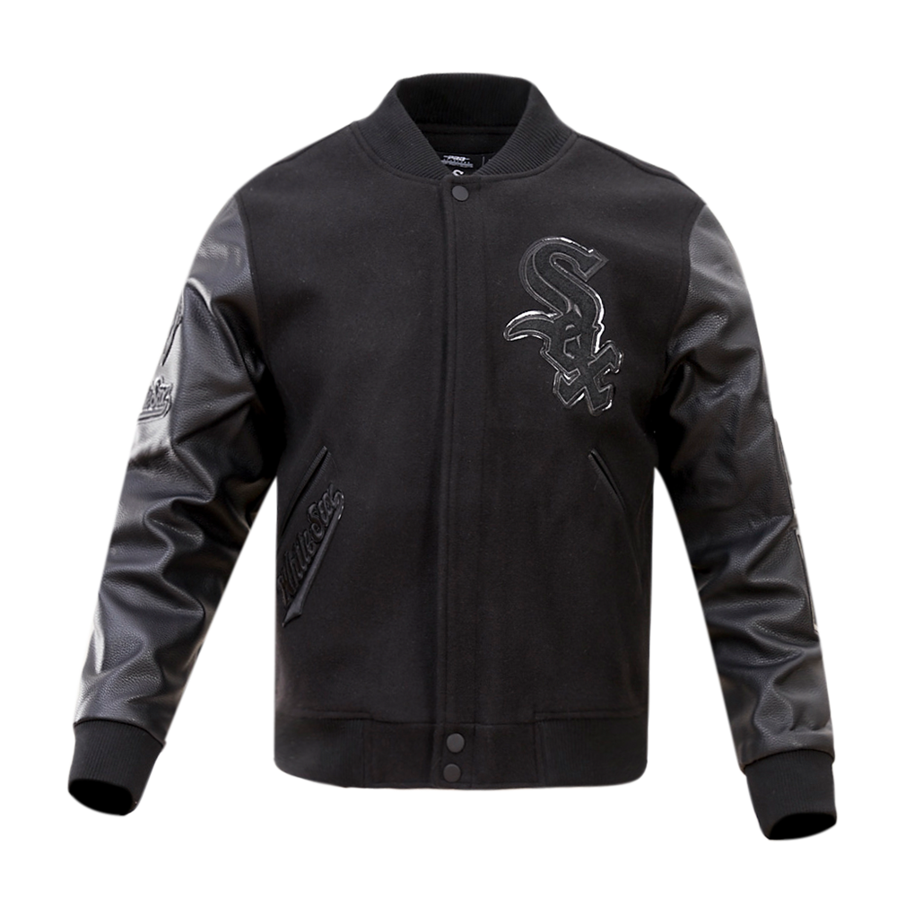 Pro Standard Men's Chicago White Sox Triple Black Varsity Jacket - BLACK Thumbnail View 1