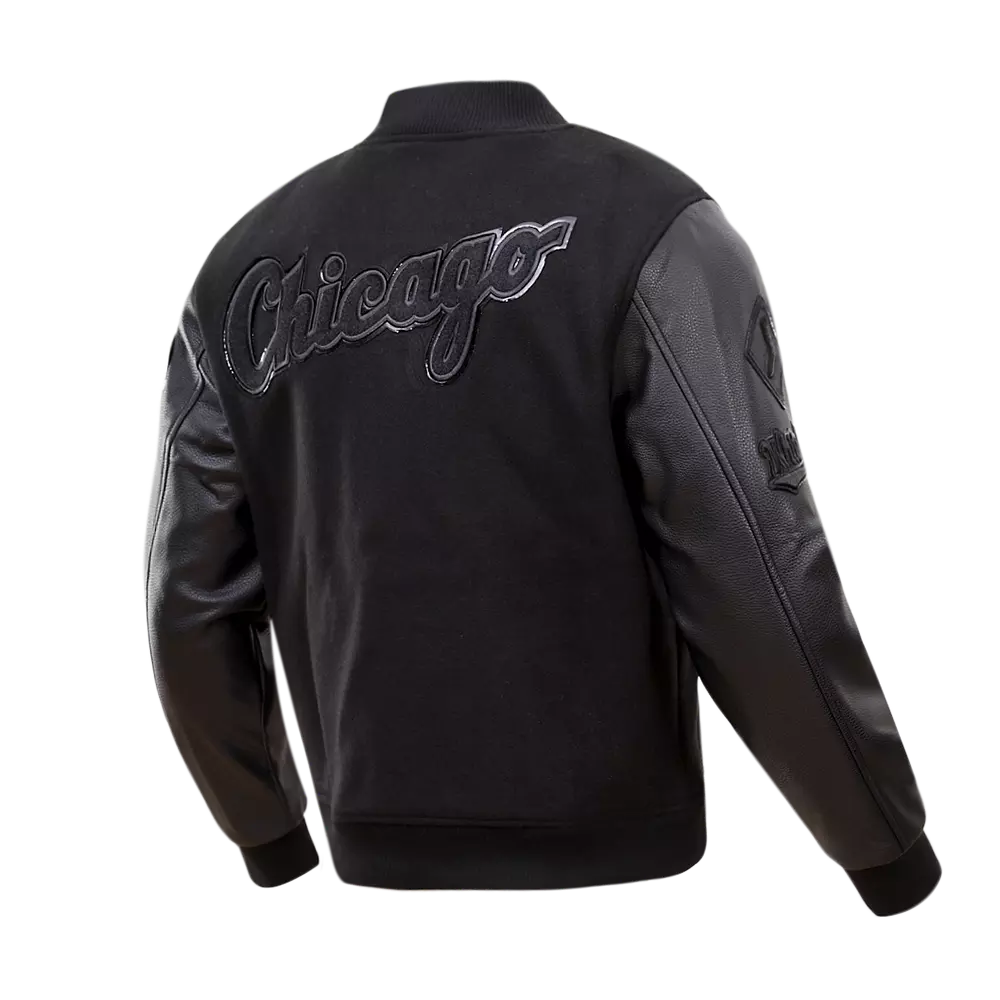 Pro Standard Men's Chicago White Sox Triple Black Varsity Jacket - BLACK