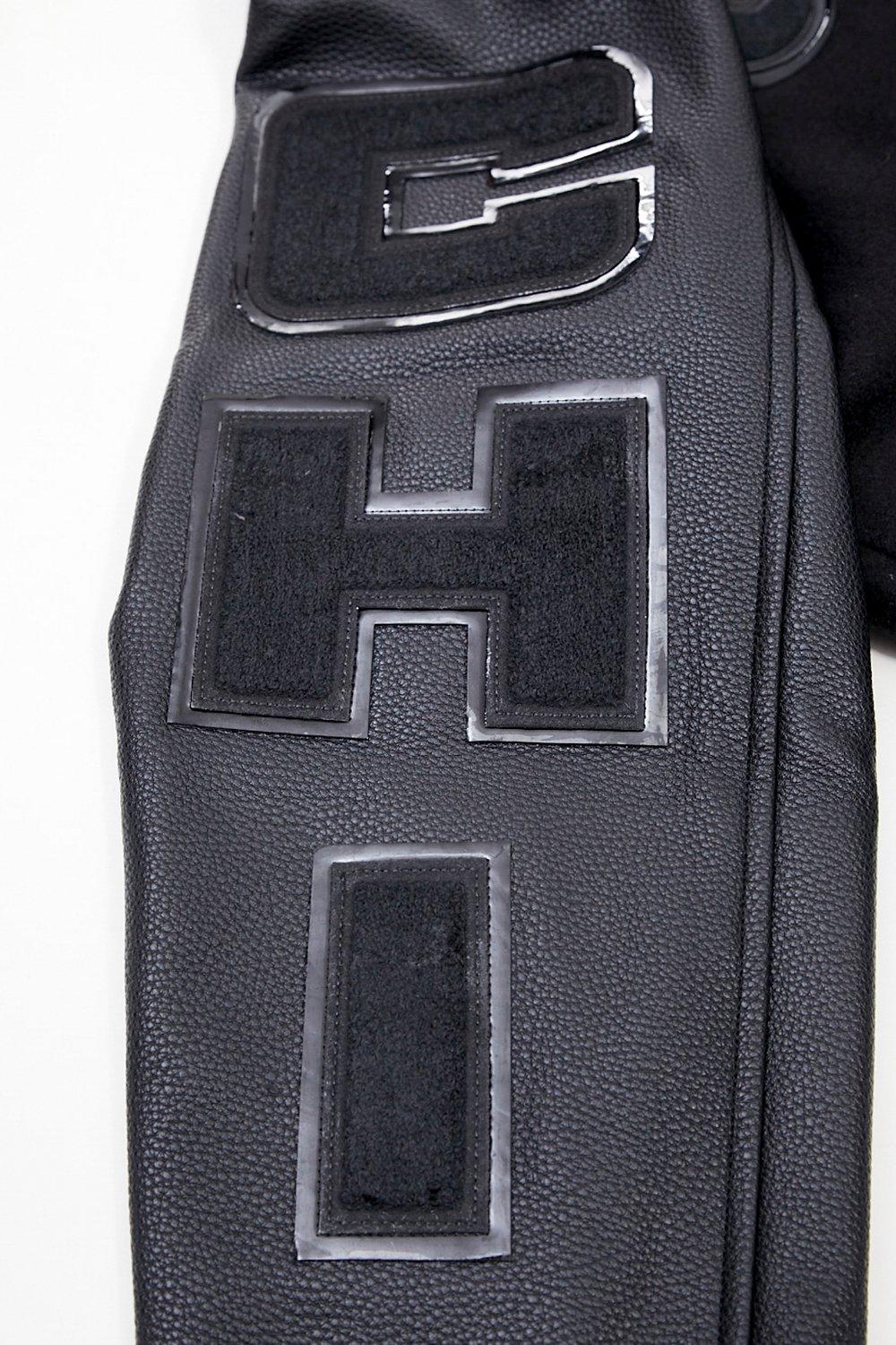 Pro Standard Men's Chicago White Sox Triple Black Varsity Jacket - BLACK Thumbnail View 8