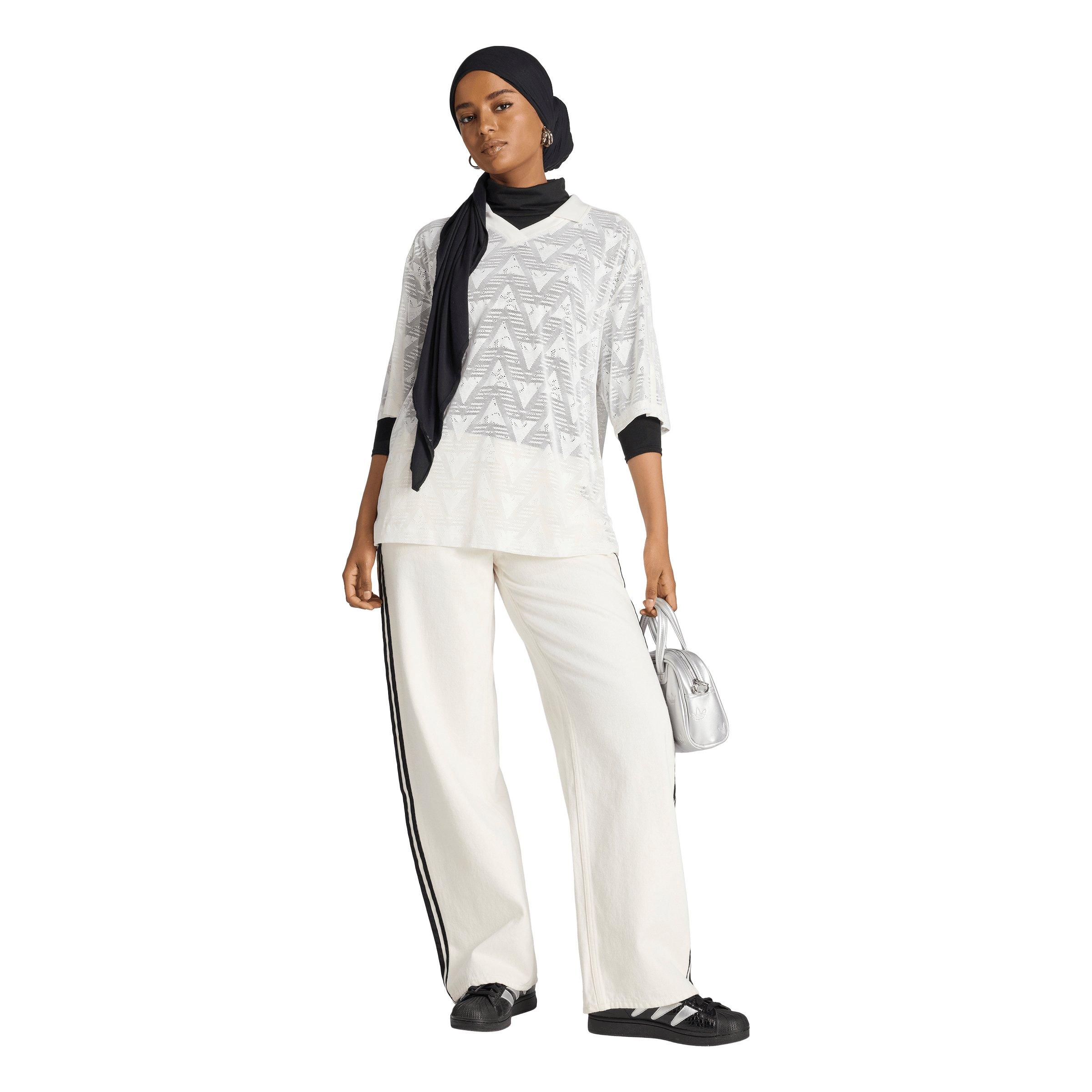 adidas Originals Women's Lace Football Jersey - White - WHITE Thumbnail View 5