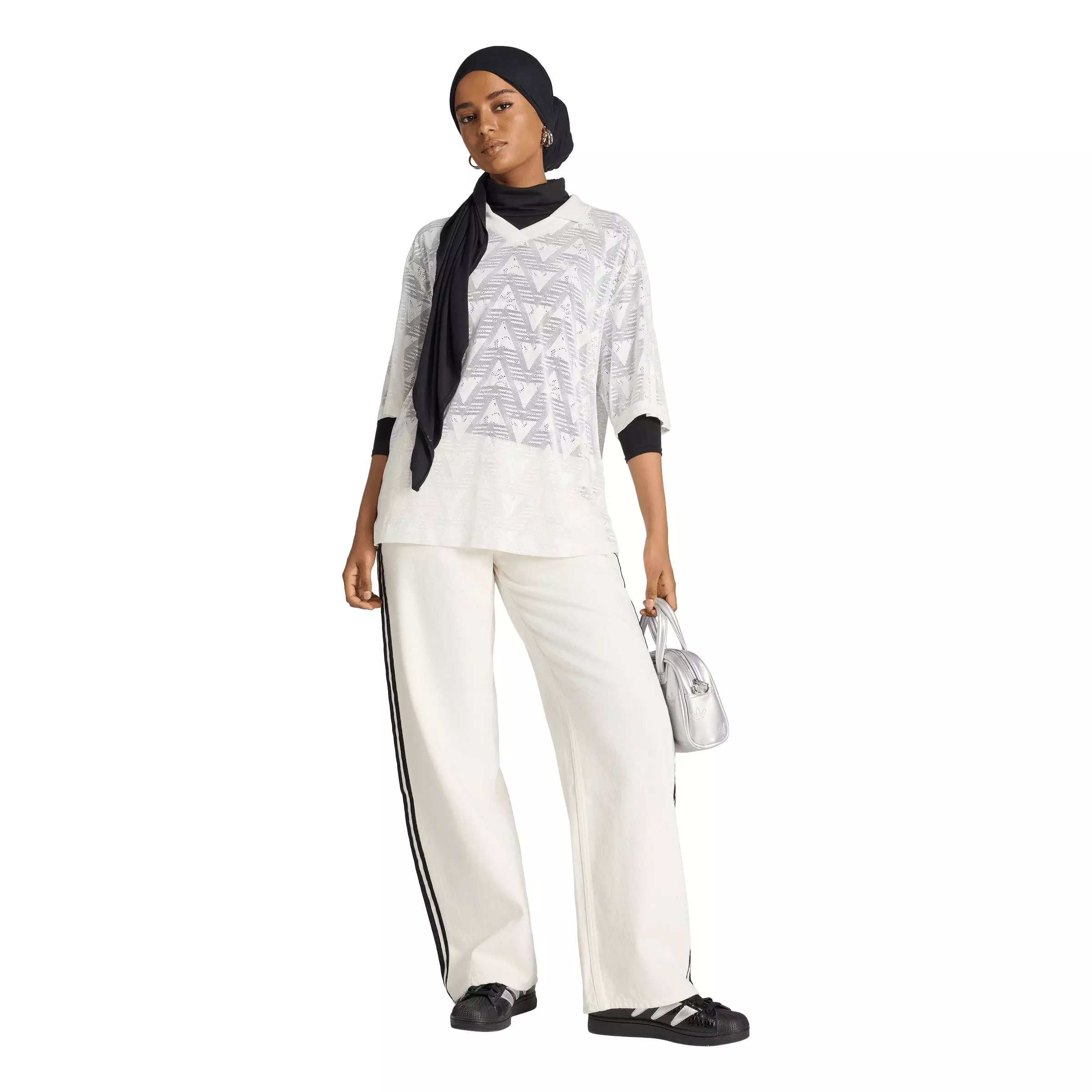 adidas Originals Women's Lace Football Jersey - White - WHITE