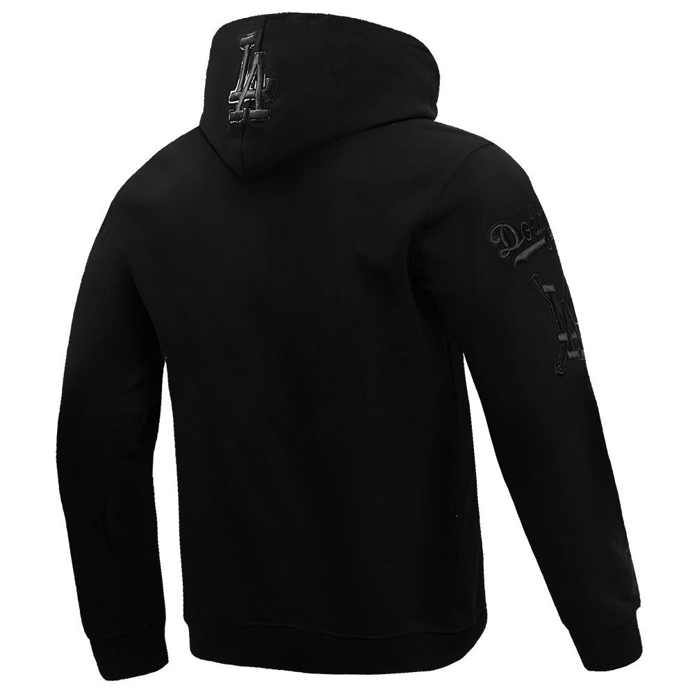 Pro Standard Men's Los Angeles Dodgers Triple Black Logo Hoodie - BLACK Thumbnail View 4