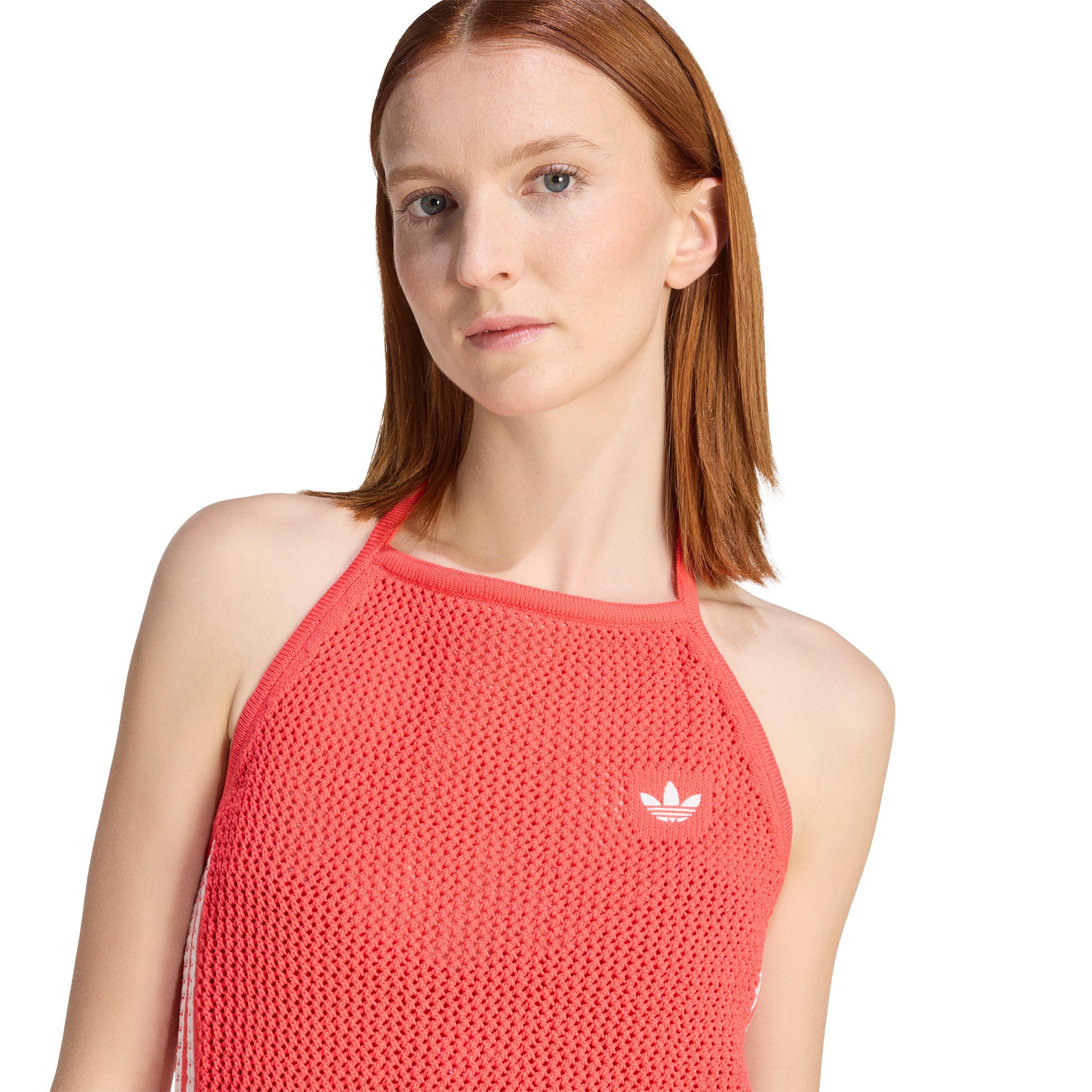 adidas Originals Women's Knitted Crochet Top - Red - RED Thumbnail View 3