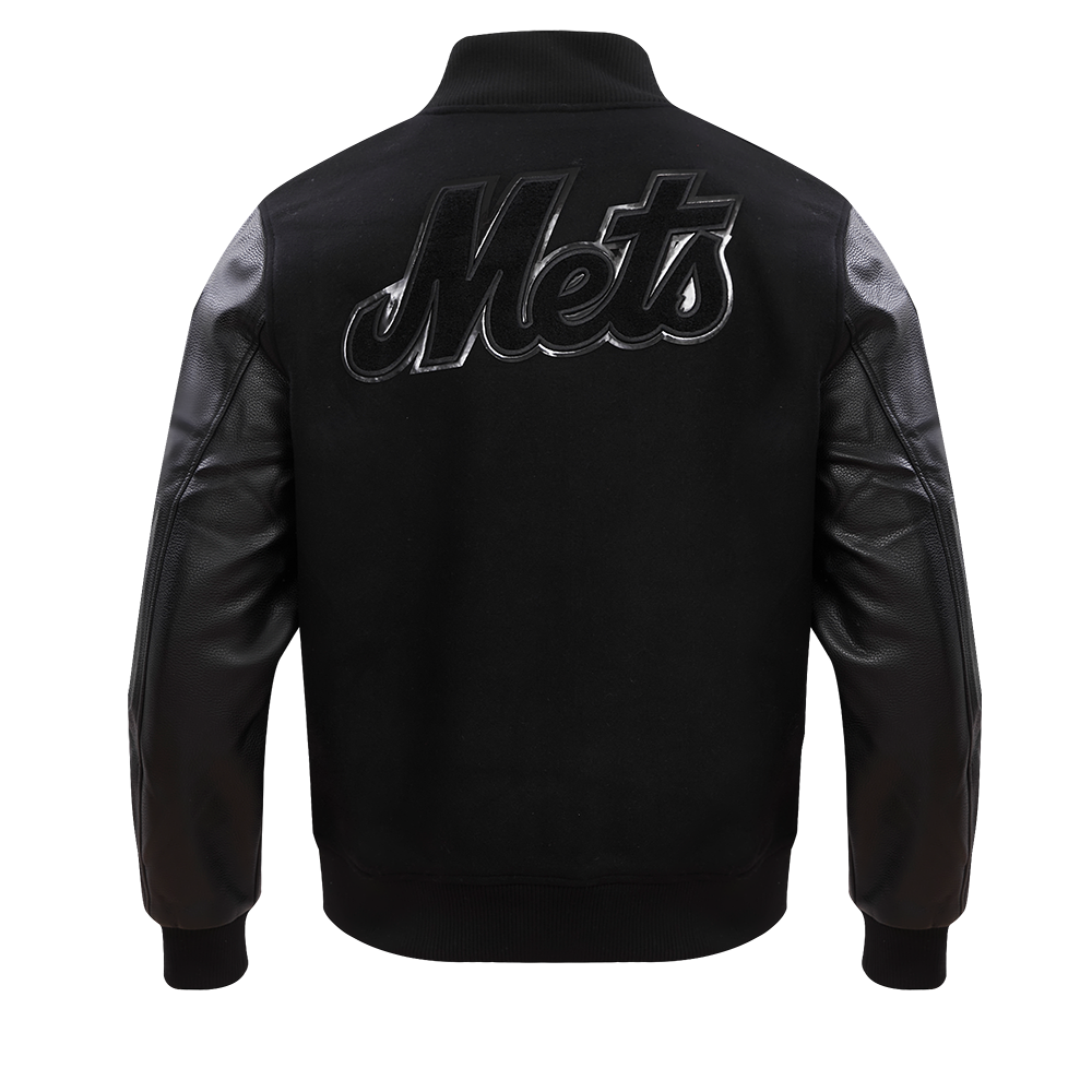 Pro Standard Men's New York Mets Triple Black Wool Varsity Jacket