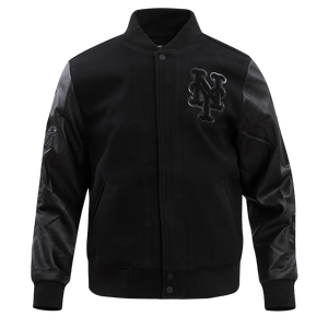 Pro Standard Men's New York Mets Triple Black Wool Varsity Jacket