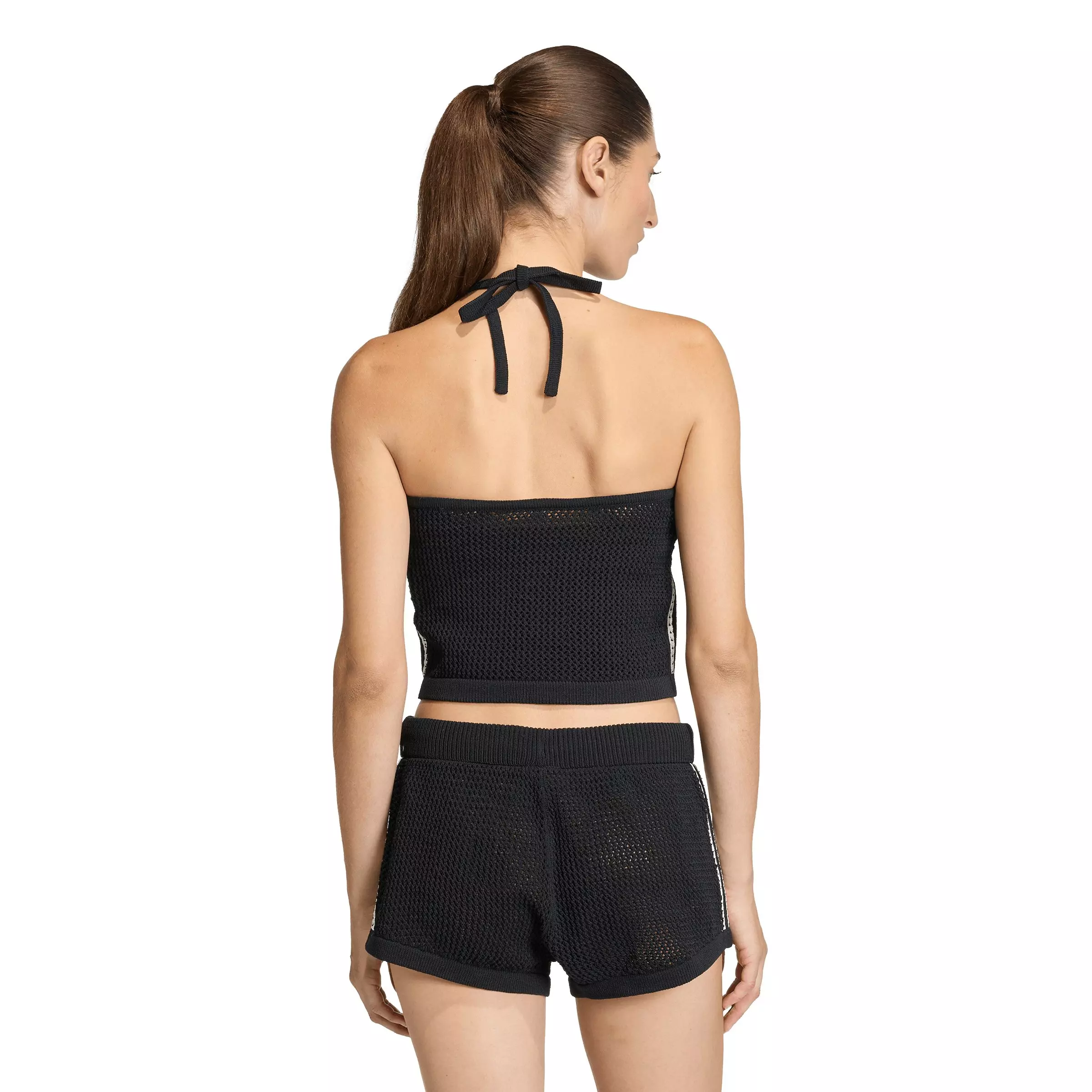 adidas Originals Women's Knitted Crochet Top - Black - BLACK