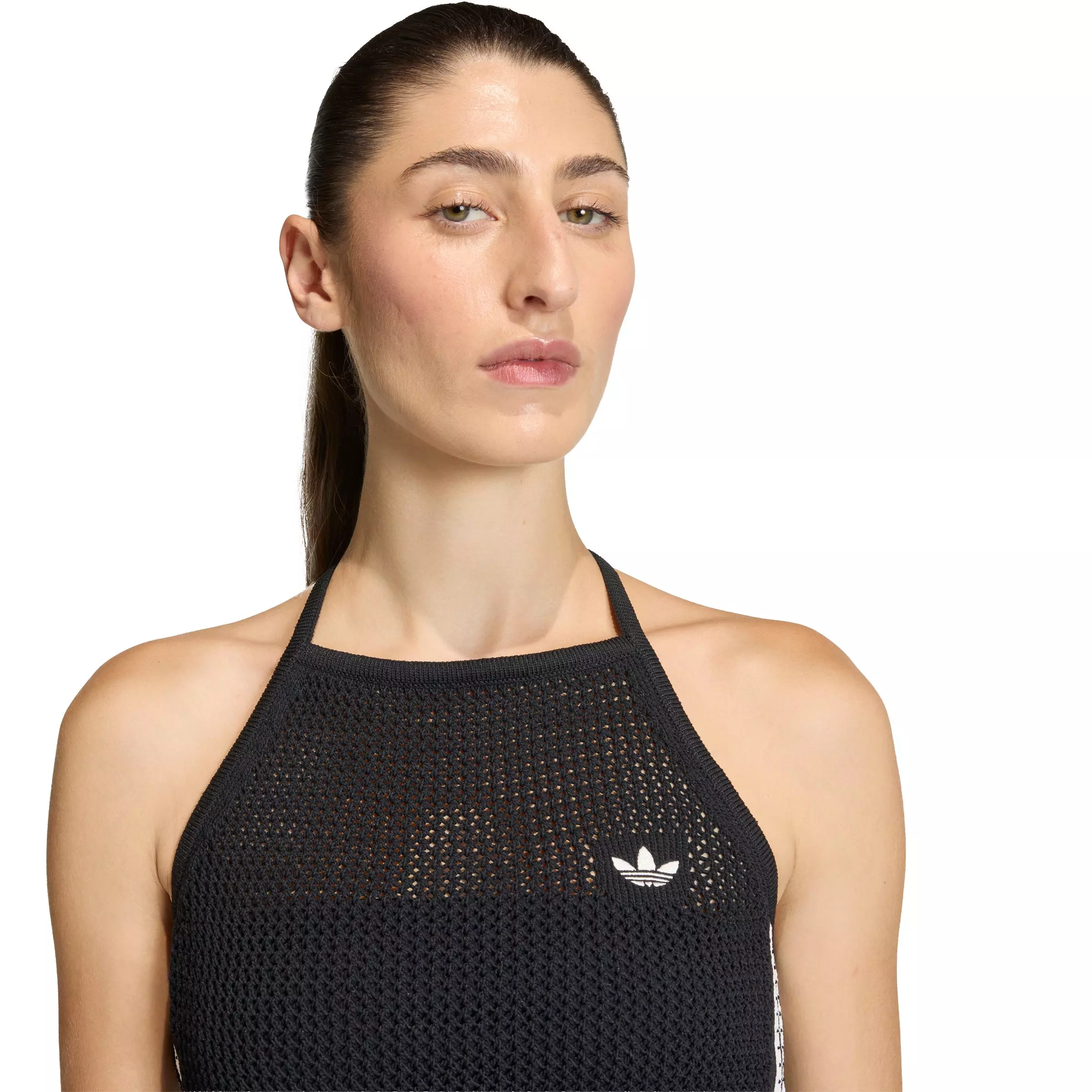 adidas Originals Women's Knitted Crochet Top - Black - BLACK